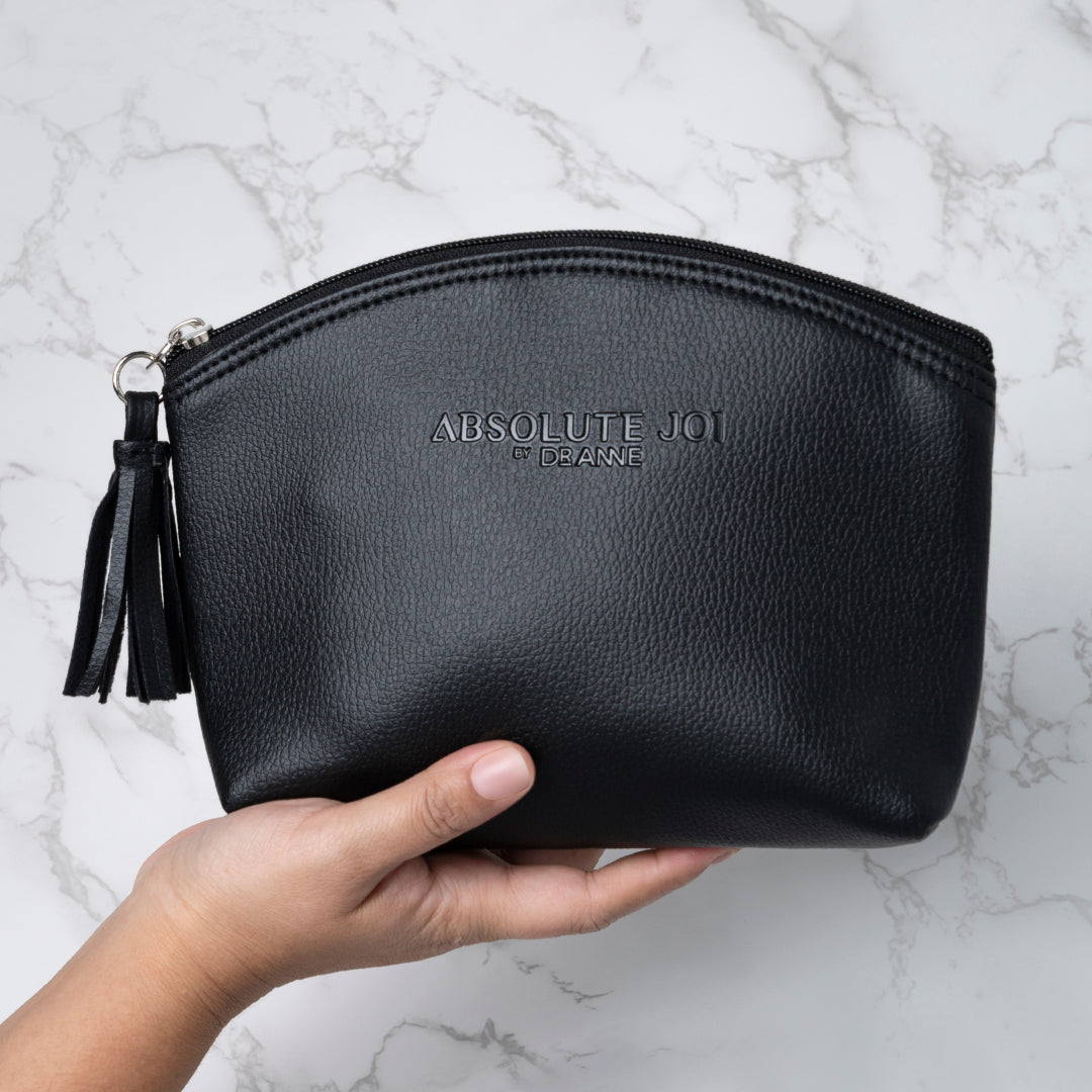 Black Pebbled Cosmetics Bag - AbsoluteJOI SkinCare 